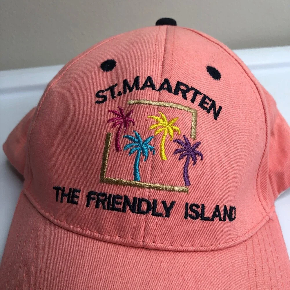 Florida Hat Women Pink Adjustable Strap Baseball Cap Island Palm Tree St Maarten
